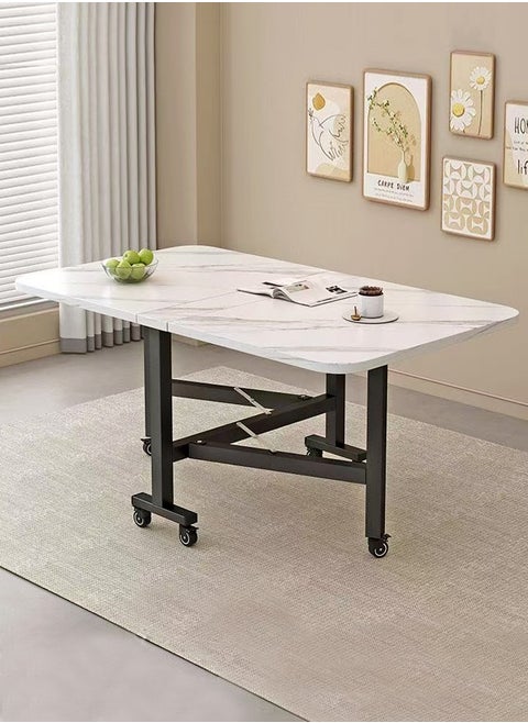 Multipurpose Use Foldable Dining Table Moveable Kitchen Table Portable Extendable Versatile Table Space Saving Table Drop Leaf Extension Table for Small Spaces Kitchen Home Restaurants Outdoor Camping 100x60x74 cm