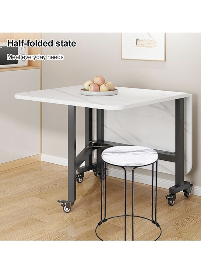 Multipurpose Use Foldable Dining Table Moveable Kitchen Table Portable Extendable Versatile Table Space Saving Table Drop Leaf Extension Table for Small Spaces Kitchen Home Restaurants Outdoor Camping 100x60x74 cm