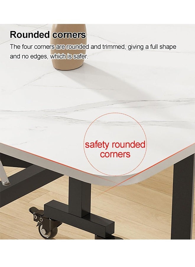 Multipurpose Use Foldable Dining Table Moveable Kitchen Table Portable Extendable Versatile Table Space Saving Table Drop Leaf Extension Table for Small Spaces Kitchen Home Restaurants Outdoor Camping 100x60x74 cm