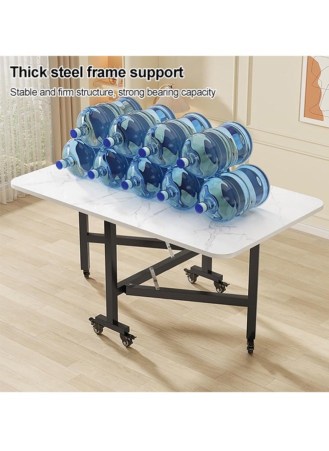 Multipurpose Use Foldable Dining Table Moveable Kitchen Table Portable Extendable Versatile Table Space Saving Table Drop Leaf Extension Table for Small Spaces Kitchen Home Restaurants Outdoor Camping 100x60x74 cm