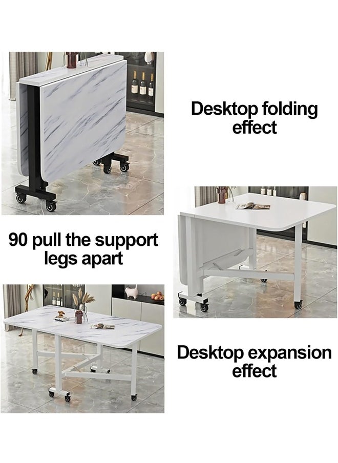 Multipurpose Use Foldable Dining Table Moveable Kitchen Table Portable Extendable Versatile Table Space Saving Table Drop Leaf Extension Table for Small Spaces Kitchen Home Restaurants Outdoor Camping 100x60x74 cm