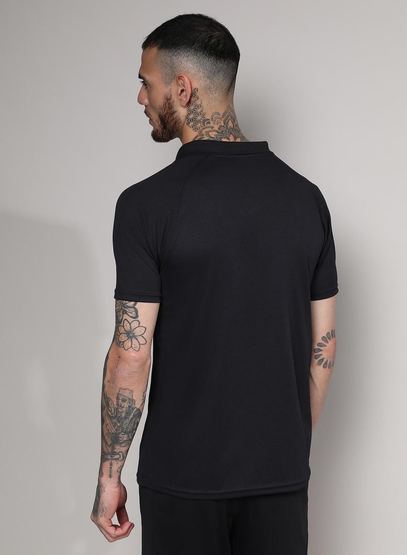 Campus Sutra Men's Jet Black & Sky Blue Ombre Polo Activewear T-Shirt  - Image 5
