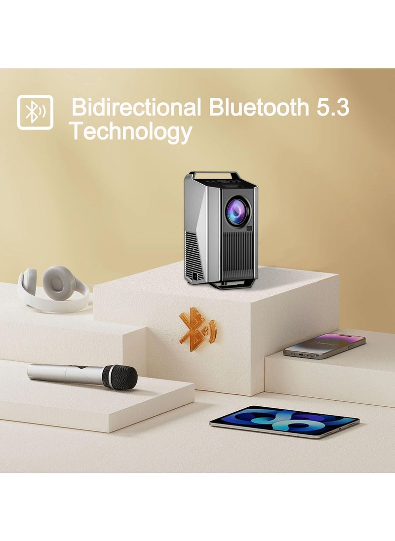 4K Projector【Android System】with 5G WiFi and Bluetooth 5.3, 600ANSI Movie Projector, Native 1080P Full HD Video Projector, Max 300”,HDMI, USB, Zoom, 4D Keystone Correction