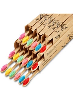 BOAO 18 Pieces Bamboo Toothbrushes Tooth Brush Bamboo Toothbrushes with Nylon Bristles and Ergonomic Handles in Individually Packaged (Multi-Colors)  - Image 1