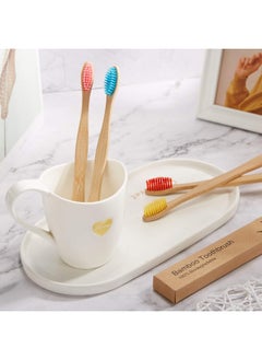 BOAO 18 Pieces Bamboo Toothbrushes Tooth Brush Bamboo Toothbrushes with Nylon Bristles and Ergonomic Handles in Individually Packaged (Multi-Colors)  - Image 4