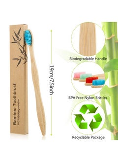 BOAO 18 Pieces Bamboo Toothbrushes Tooth Brush Bamboo Toothbrushes with Nylon Bristles and Ergonomic Handles in Individually Packaged (Multi-Colors)  - Image 2