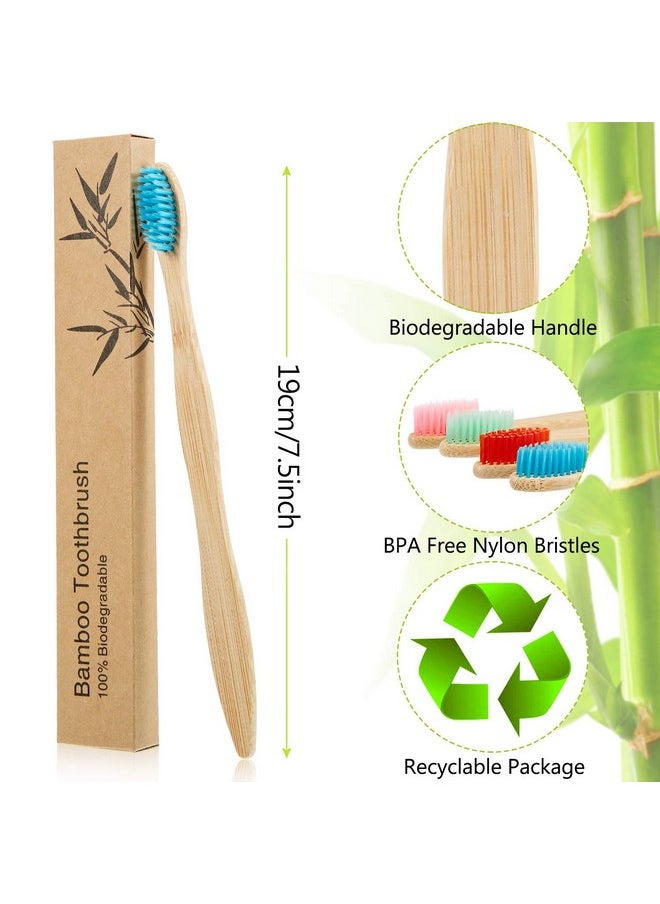 BOAO - 18 Pieces Bamboo Toothbrushes Tooth Brush Bamboo Toothbrushes with Nylon Bristles and Ergonomic Handles in Individually Packaged (Multi-Colors) - Image 1