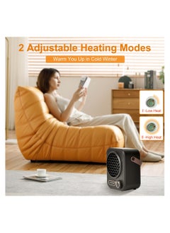 Captaintech Portable Ceramic Space Heater with Overheat Protection Adjustable Thermostat Ideal for Home and Office Indoor Use Fast Heating Safety Design Black  - Image 2