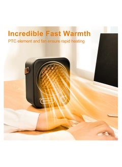 Captaintech Portable Ceramic Space Heater with Overheat Protection Adjustable Thermostat Ideal for Home and Office Indoor Use Fast Heating Safety Design Black  - Image 3