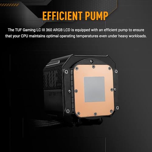ASUS TUF Gaming LC III 360 ARGB LCD with pre-Installed & Integrated Triple Fans Designed for high Airflow and Static Pressure; 2.8" LCD for Hardware Monitoring, Custom GIFS and MP4 Video Clips - Image 4