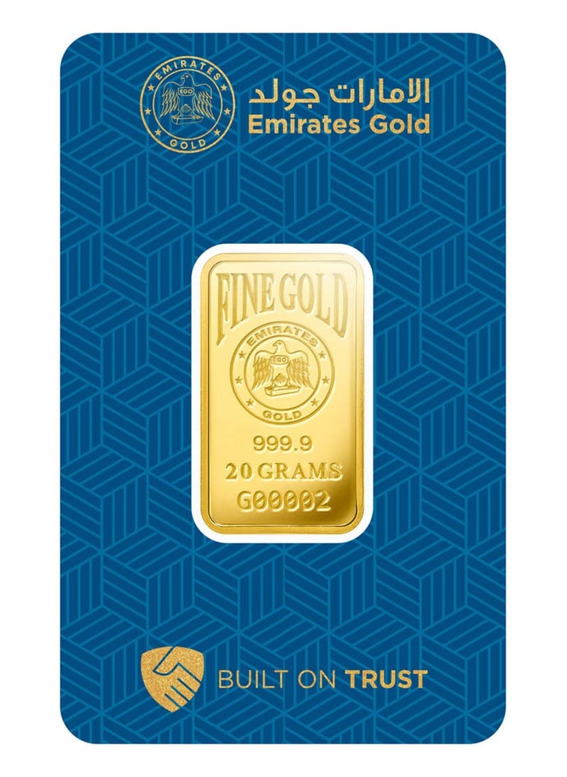 Emirates Gold - Emirates Gold 20g 999.9 Purity Gold Bar - 20 Grams - Image 1
