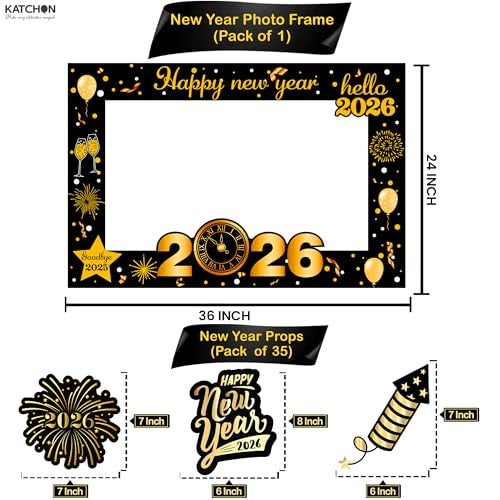 KatchOn New Years Eve Photo Booth Props 2026 Pack of 36 New Years Photo Booth Props 2026 Happy New Years Decorations 2026 New Years Eve Party Supplies 2026 New Year Photo Booth Frame 2026 - Image 3