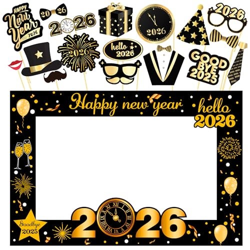 KatchOn New Years Eve Photo Booth Props 2026 Pack of 36 New Years Photo Booth Props 2026 Happy New Years Decorations 2026 New Years Eve Party Supplies 2026 New Year Photo Booth Frame 2026 - Image 1