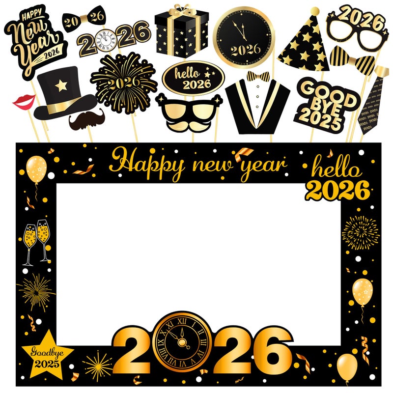 KatchOn New Years Eve Photo Booth Props 2026 Pack of 36 New Years Photo Booth Props 2026 Happy New Years Decorations 2026 New Years Eve Party Supplies 2026 New Year Photo Booth Frame 2026 - Image 2