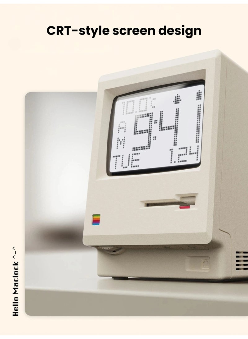 منبه Maclock Retro | ساعة رقمية بتصميم كمبيوتر شخصي كلاسيكي من عام 1984 لتزيين المكتب - Image 5