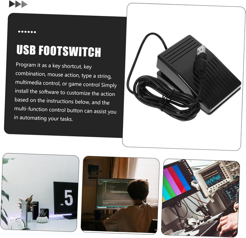 وحدة تحكم دواسة القدم USB - تصميم مريح للتحكم السهل في الكمبيوتر المحمول متعدد الوظائف للاستخدام في الألعاب والمكتب والوسائط المتعددة - Image 3