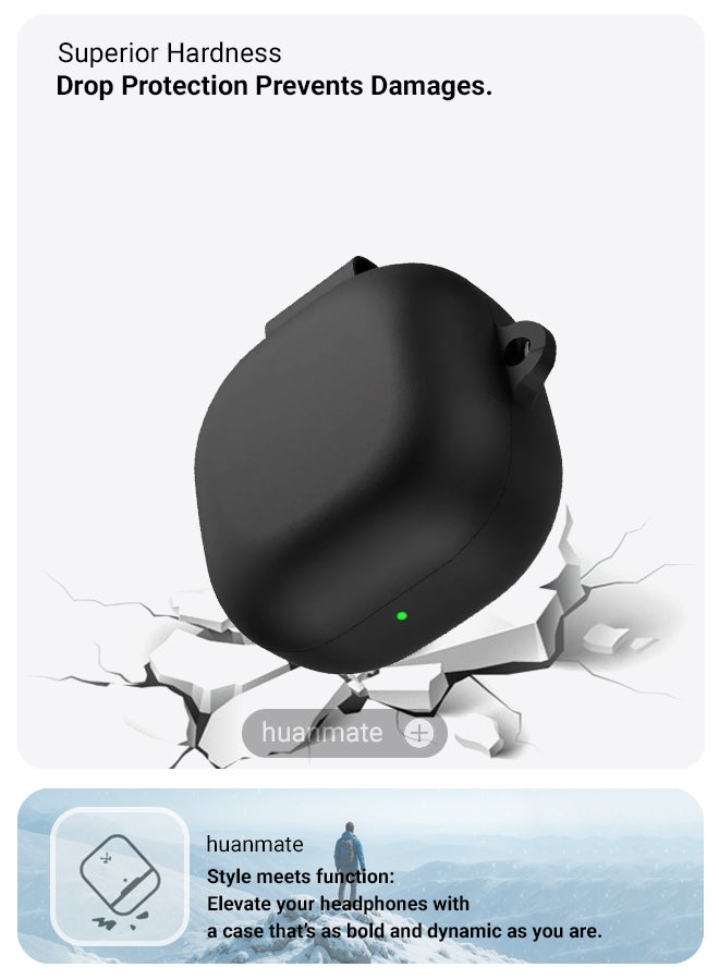 huanmate Samsung Galaxy Buds Core Silicone Case Cover - Black - Made with Soft Silicone, Lightweight & Durable - Stylish Design, Accurate Cut-outs, Easy Installation & Removal - Image 4