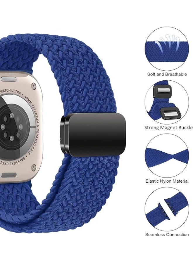 Sport Solo Loop Compatible with Apple Watch Band 42mm 44mm 45mm 46mm 49mm, Magnetic Stretchy Braided Strap Wristband for iWatch Series 10 9 8 7 6 5 4 3 Ultra 2 1 SE, Women Men Replacement Watch Band - Image 3
