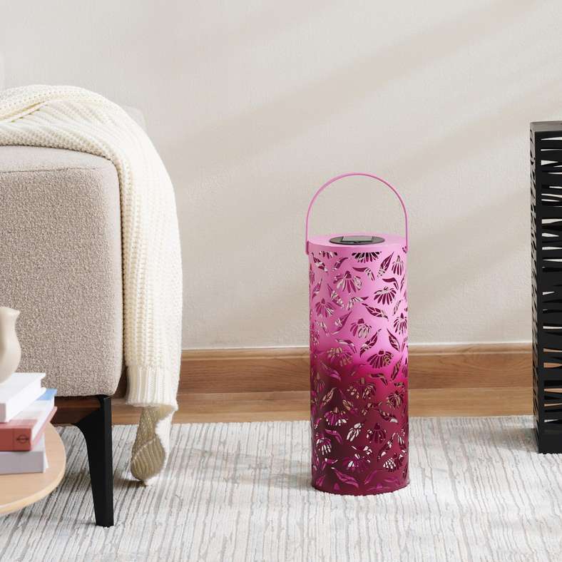 Pan Home Fay Metal Solar LED Lantern 16x16x38cm - Purple