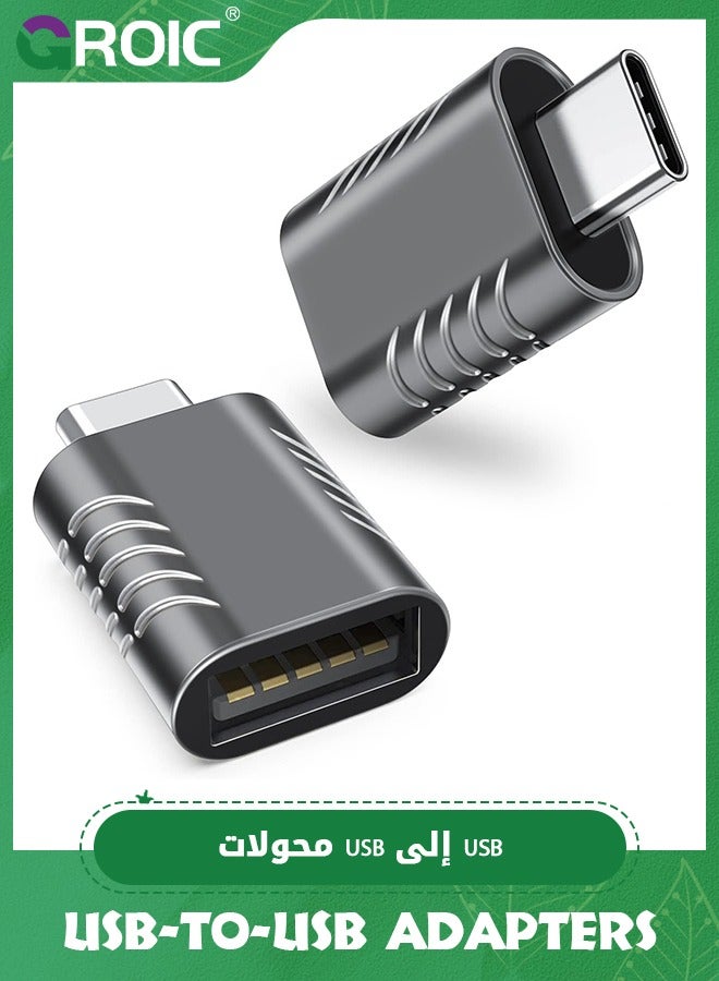 GROIC 2 Pack Black USB to USB C Adapter, USB C Adapter, USB C Male to USB3 Female Adapter Data Transfer,USB Type C to USB Adapter Compatible with MacBook & iPad Pro, More Type C and Thunderbolt 3 Devices - Image 1