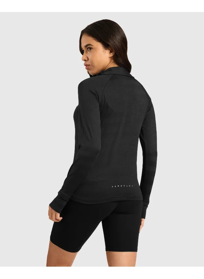 Musclemind Women's Vogue Polo Full Sleeve T-Shirt with Smart Collar, Breathable Fabric, Thumbholes, Raglan Sleeves (Black)
