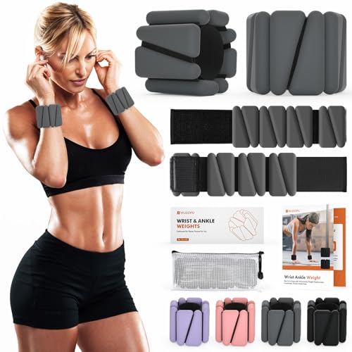 WUSOPU Wrist Weights Ankle Weights for Women Men Adjustable Wrist Weighted Bracelet for Home Gym Workout Running Yoga Exercise Strength Training Set of 2 1LB EachGrey - Image 1