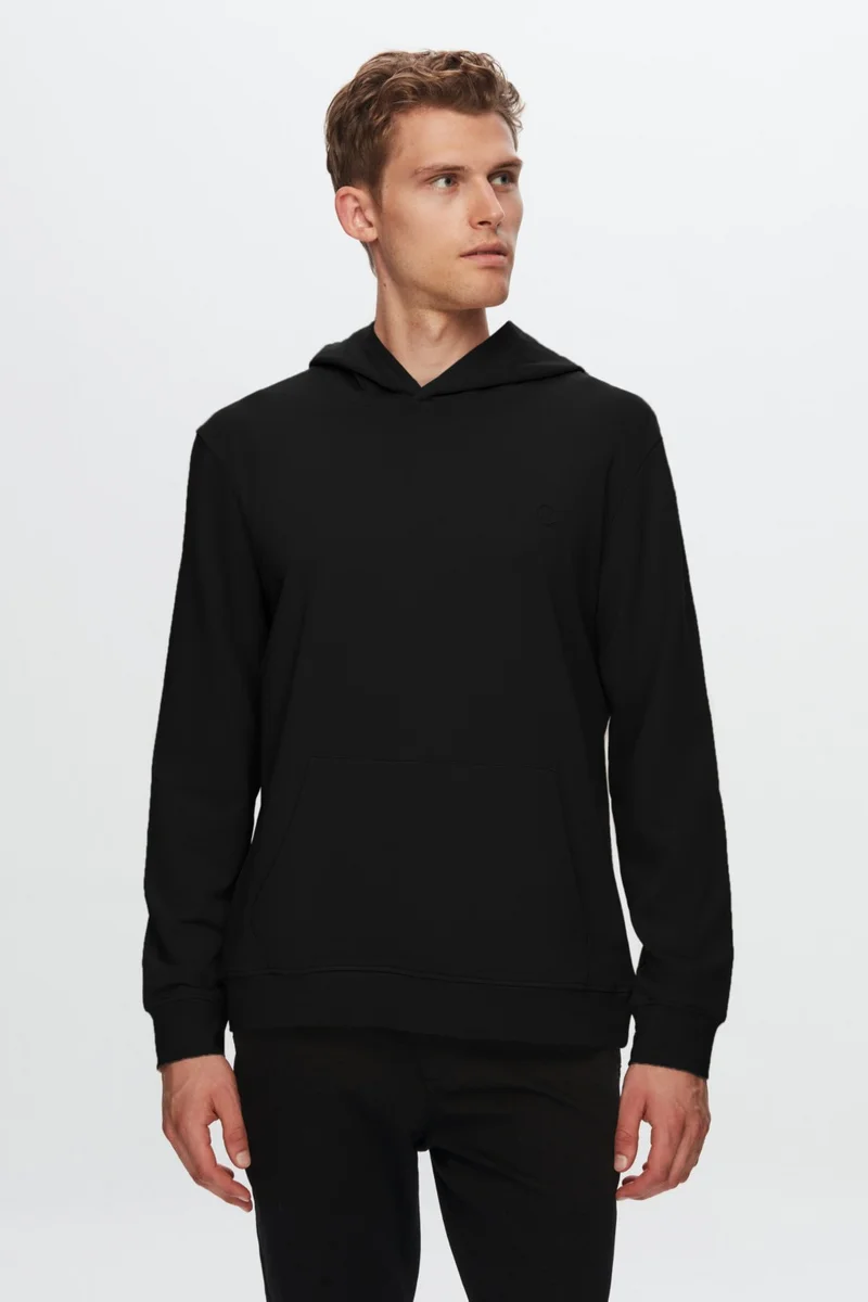 D'S DAMAT Relaxed Fit Black Cotton Logo Printed Sweatshirt 8HCE2ORT01001