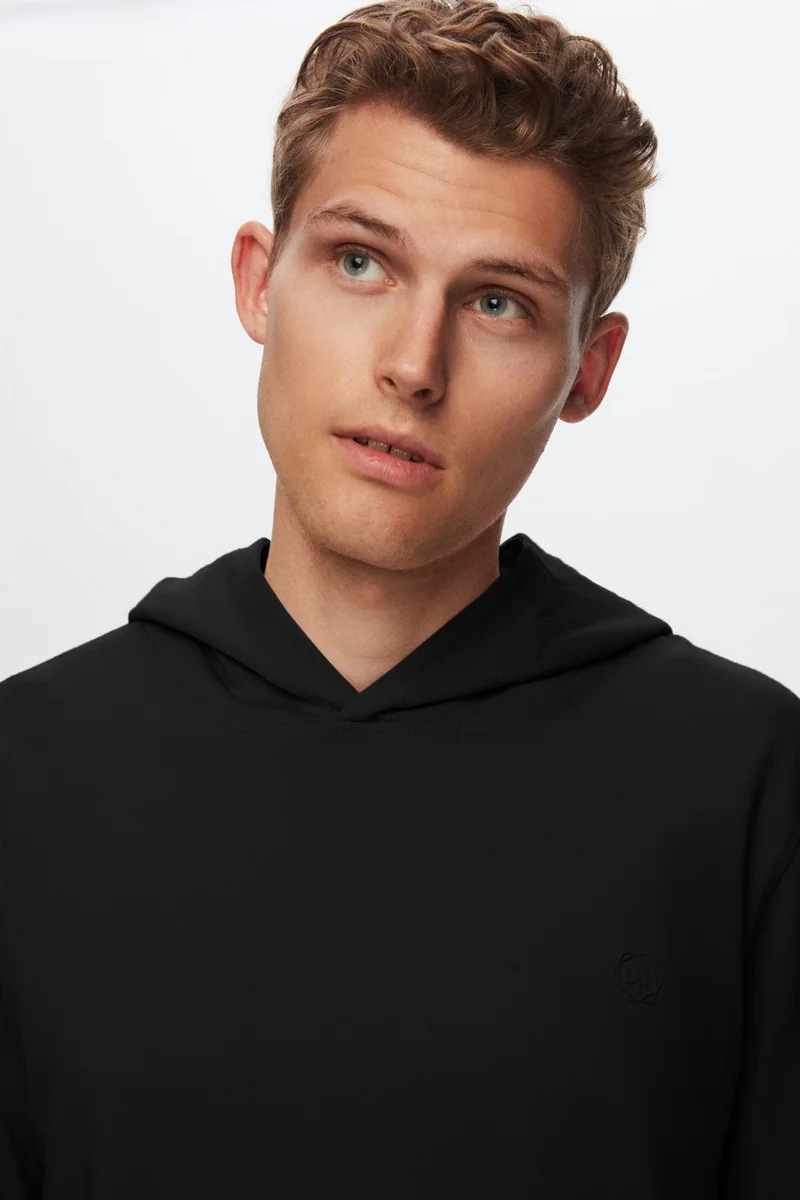D'S DAMAT Relaxed Fit Black Cotton Logo Printed Sweatshirt 8HCE2ORT01001