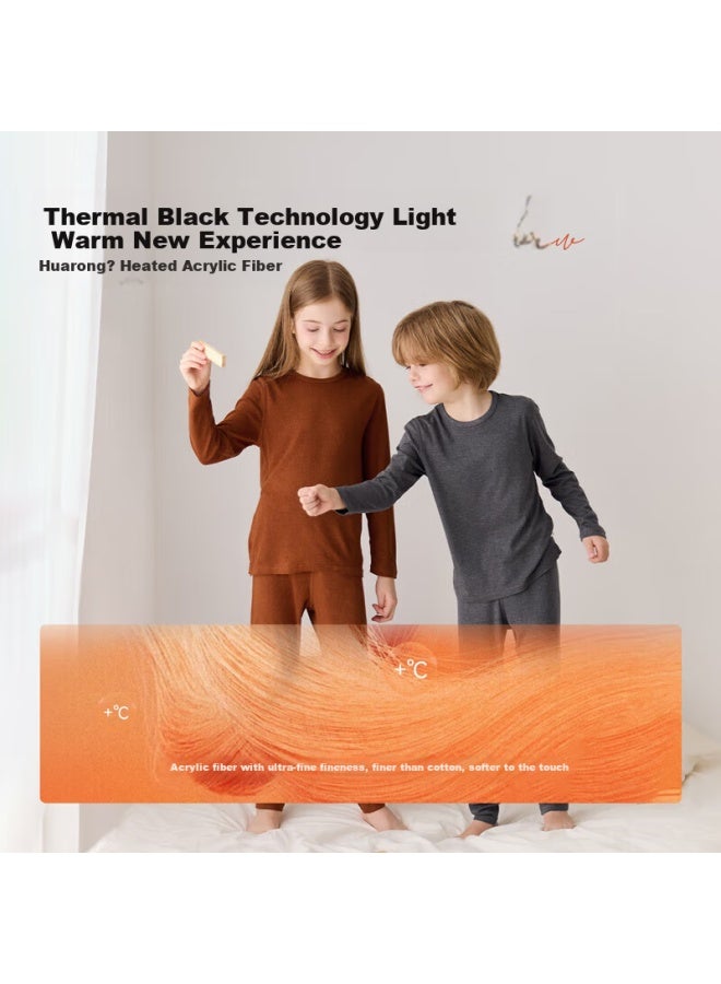 Junejunior Silky Soft Children's Thermal Underwear Set Autumn Winter Boys Girls Lightweight Base Layer Pajamas - Image 2