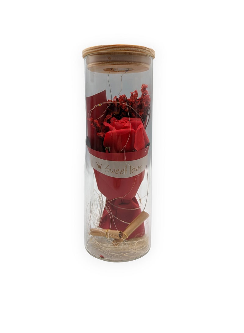 UNT Eternal Rose Artificial Flower In Glass Cover with LED Light - Image 2
