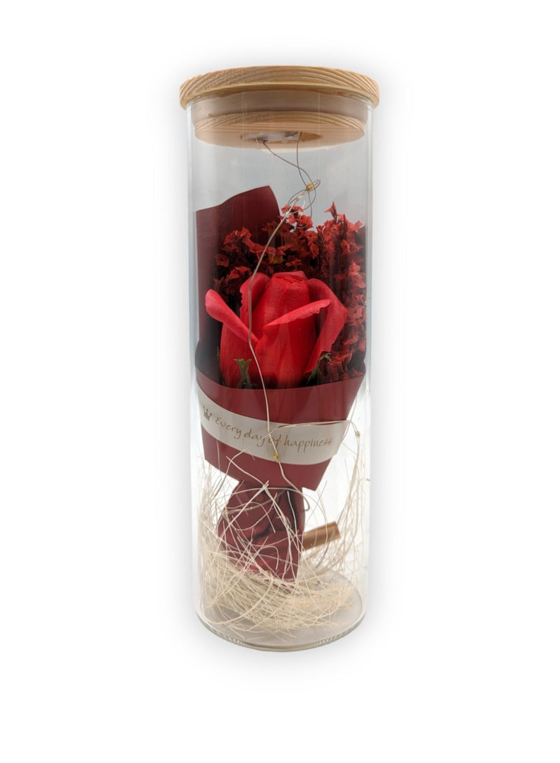 UNT Eternal Rose Artificial Flower In Glass Cover with LED Light - Image 1
