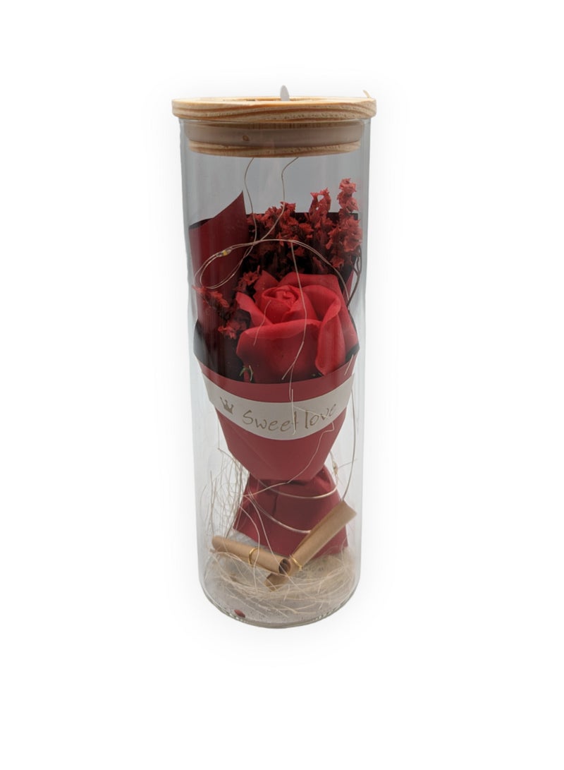 UNT Eternal Rose Artificial Flower In Glass Cover with LED Light - Image 3