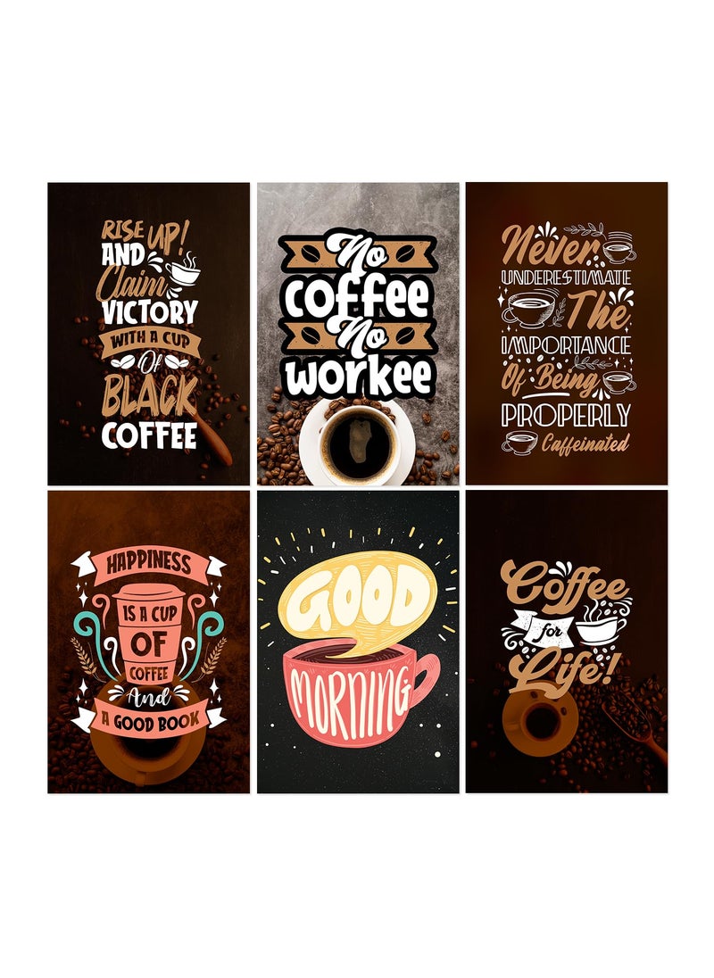 Ritwika's Ritwikas Coffee Inspirational Quotes 6 Motivational Poster Set Collection For Home And Office Decor Multi Coloured 12 x 18 Inches Digital Paper Print Rolled Posters 