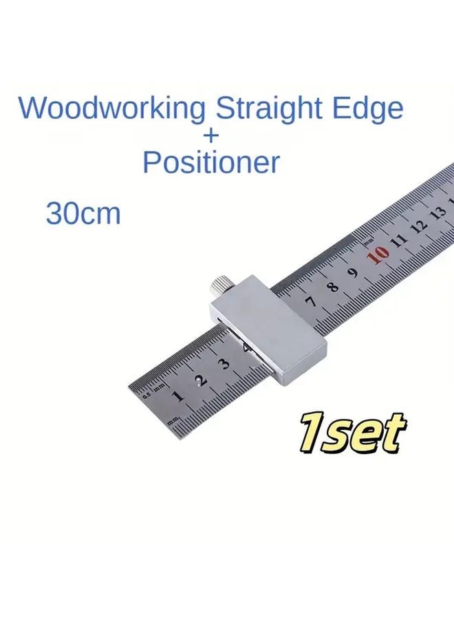 مسطرة زوايا عالية الدقة من الفولاذ الكربوني لنجارة الخشب مقاس 30 سم مع مقياس تحديد من سبيكة الألومنيوم - Image 1