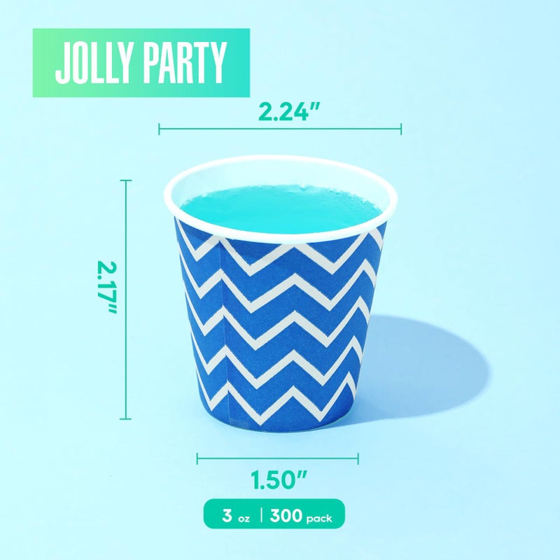 JOLLY PARTY [300Pack] Paper Cups, 3oz Disposable Bathroom Cups, Mouthwash Cup, Cold Disposable Drinking Cup for Party, Picnic, BBQ, Travel, and Event (Strip) - Image 3