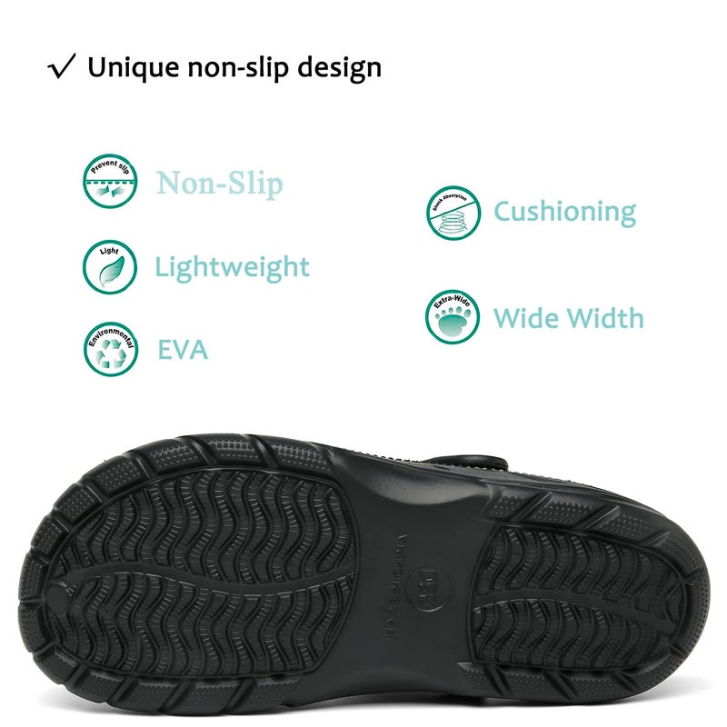 ChayChax Men's and Women's Arch Support Clogs Garden Shoes Outdoor Beach Slippers with Removable Cushion Footbed, Black Gold, 11-11.5 Women/9.5-10 Men - Image 5