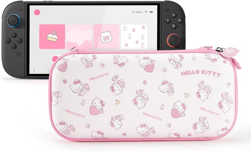 Kuitmor Carrying Case Compatible with Switch 2 (2025) 7.9 Inch, Hard-Shell Slim Travel Case with 12 Game Card Slots for Switch 2 Console and Accessories, Candy Party (Pink) - Image 1