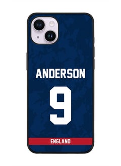 Rugged Black Edge Case iPhone 14 Plus, Slim fit Soft Case Flexible Rubber Edges Thin Cover - Player Name - James Anderson, Jersey Number- 9