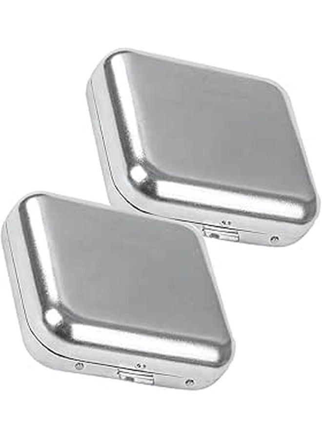 2Pcs Stainless Steel Portable Mini Pocket Ashtray with Lid Smokeless Travel Car Outdoor - Image 1