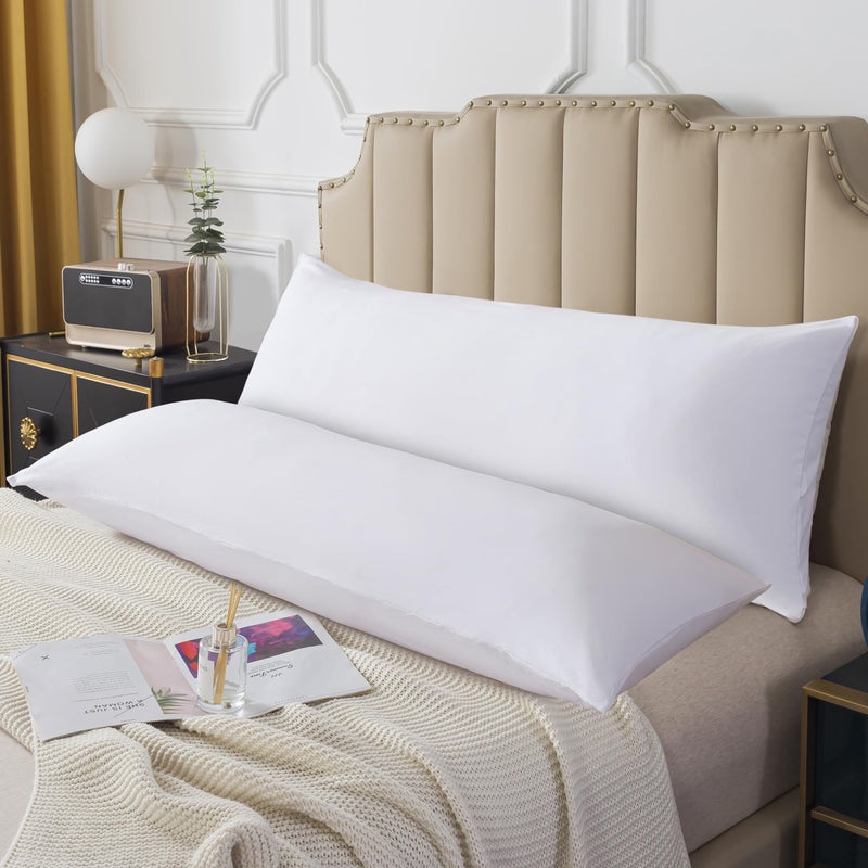 SHOUREN Cotton Memory Foam Body Pillow Insert (2 Pack)- Cooling Breathable Full Body Pillow for Side Sleeper - Soft Long Bed Pillow for Adults - 20 x 54 inch-White - Image 3