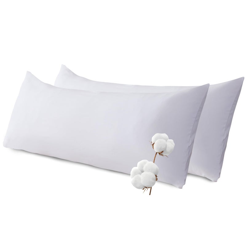 SHOUREN Cotton Memory Foam Body Pillow Insert (2 Pack)- Cooling Breathable Full Body Pillow for Side Sleeper - Soft Long Bed Pillow for Adults - 20 x 54 inch-White - Image 1
