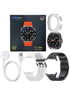 Kalobee SK7 Ultra Smartwatch Bundle With Accessories Including 1 Black Stainless Steel Band 1 White Silicone Band a Charging Cable and a TPU Case Protector  - Image 4