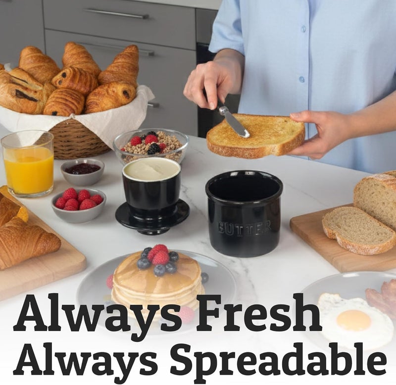 Priority Chef PriorityChef Butter Crock with Lid with Water Line, Ceramic French Butter Dish to Leave On Counter, Black - Image 4