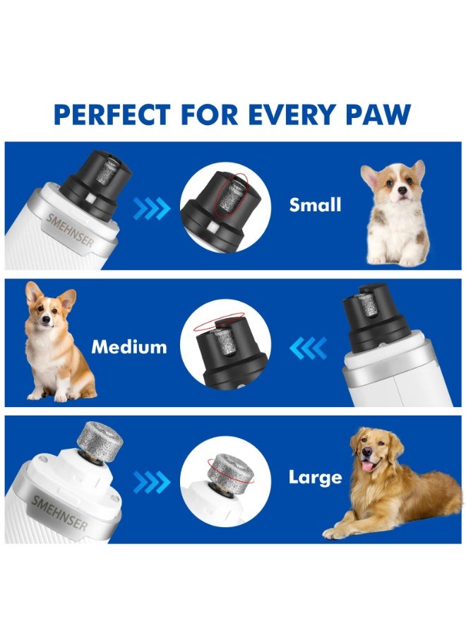 Electric Cat Dog Pet Nail Grinder, 3 Speed USB Rechargeable Pet Nail Trimmer, Quiet Painless Pet Nail Clipper Paws Grooming, Ideal for Large Medium Small Dogs Cats Birds Parrots , White - Image 2