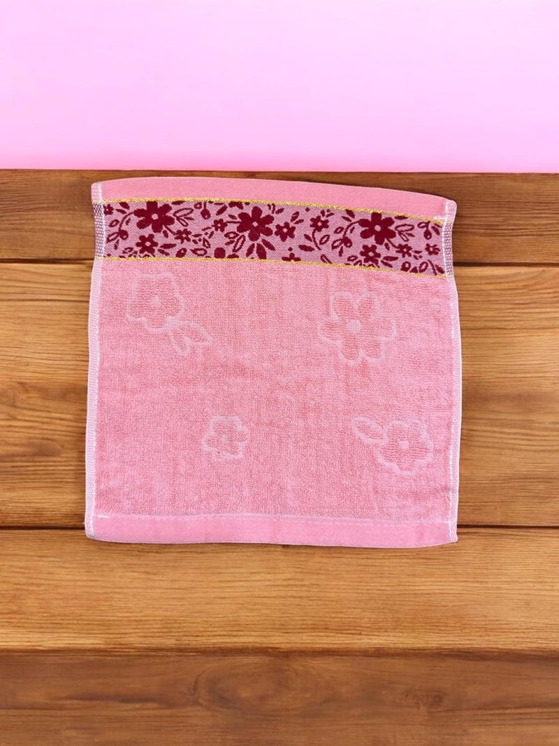 THE BANDUNIES THE BANDUNIES Cotton Face Towel Set Ultra Soft Extra Absorbent Hanky Floral Print Multicolor Cream Sky Blue Light Pink Small Face Towel Rumal Hankie for Women Girls Baby - Image 5