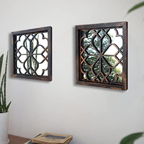 Wocred Set of 4 Mirrors Square Wall Mirror,Gorgeous Rustic Farmhouse Accent Mirror,Caramel Color Entry Mirror for Bathroom Renovation,Bedrooms,Living Rooms and More (12”x12”4pcs) - Image 4