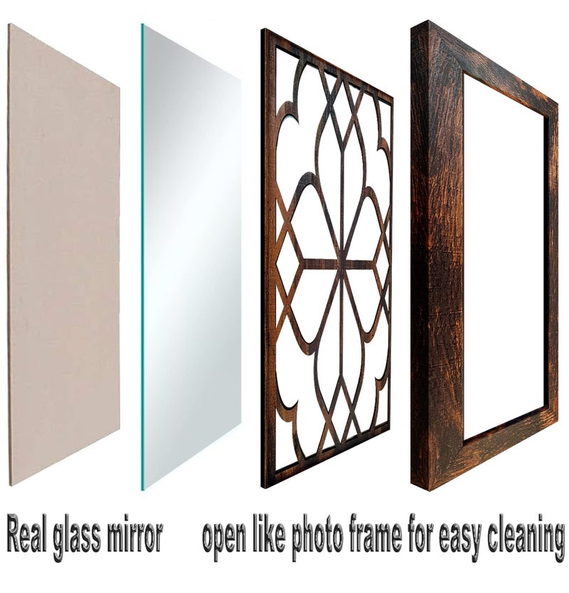 Wocred Set of 4 Mirrors Square Wall Mirror,Gorgeous Rustic Farmhouse Accent Mirror,Caramel Color Entry Mirror for Bathroom Renovation,Bedrooms,Living Rooms and More (12”x12”4pcs) - Image 2