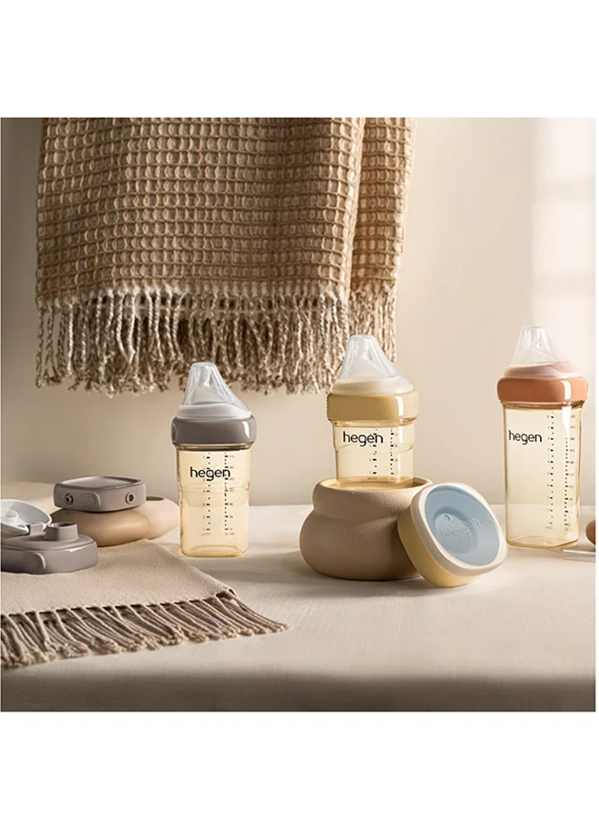 hegen PPSU All-Star Collection Feeding Bottle Set, Press-To-Close, Twist-To-Open - Includes 150ml, 240ml, 330ml Feeding Bottles, Storage Lids, Spouts, Straw Spout, All-Rounder Crown