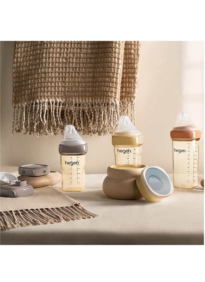 hegen PPSU All-Star Collection Feeding Bottle Set, Press-To-Close, Twist-To-Open - Includes 150ml, 240ml, 330ml Feeding Bottles, Storage Lids, Spouts, Straw Spout, All-Rounder Crown  - Image 3