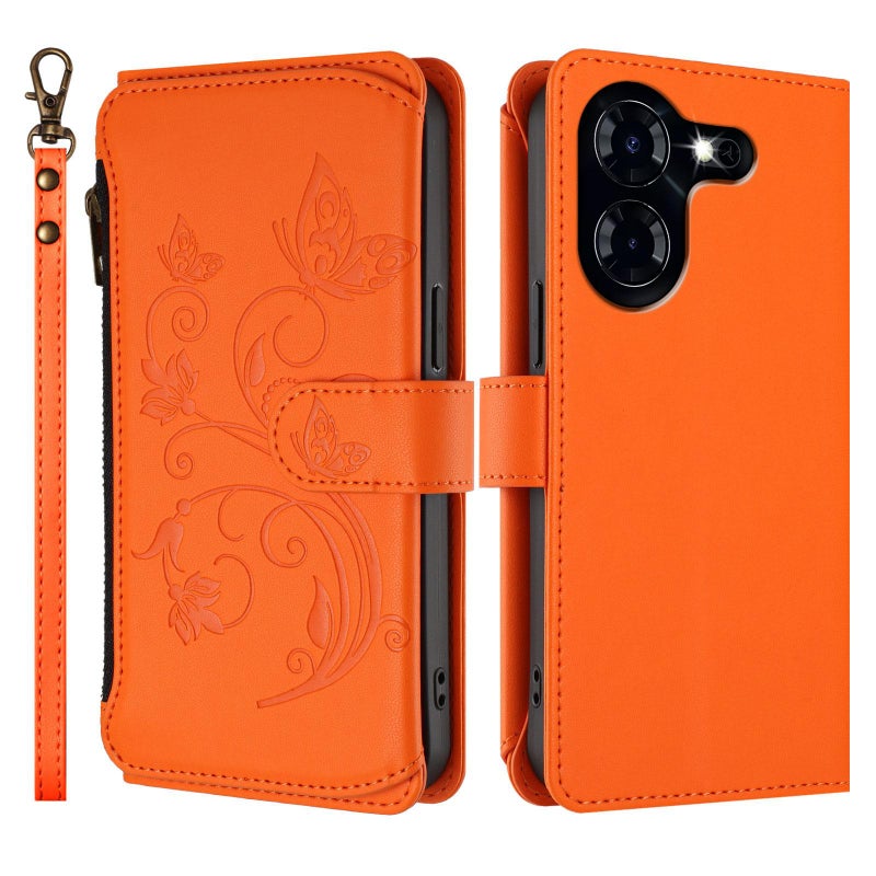erorex For Tecno Pova 5    Multi-card Zipper Wallet Leather Phone Case(Orange) - Image 2